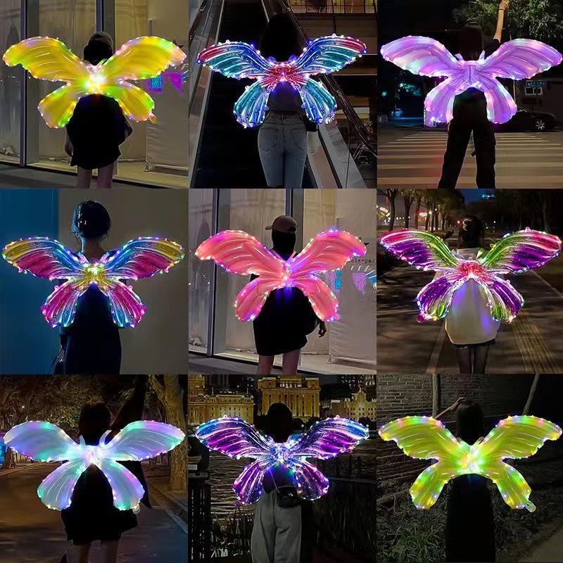 Alas de Mariposa Inflables Brillantes Decoración de Espalda para Fiestas Infantiles y Mercados Nocturnos