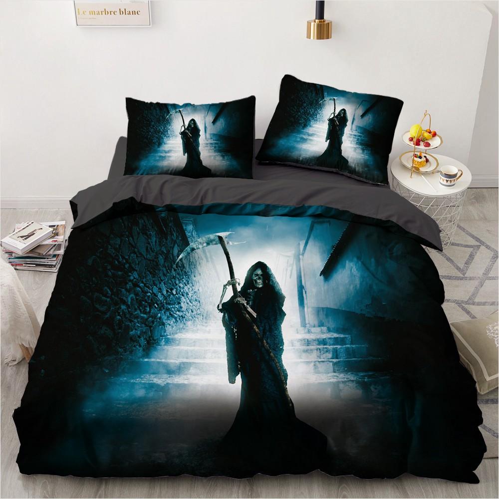 3D Horror Skull Demon Duvet Cover Set Skeleton Gothic Monster Bedding Set Black Comforter Cover For Boys,full Queen Size 2/3pcs