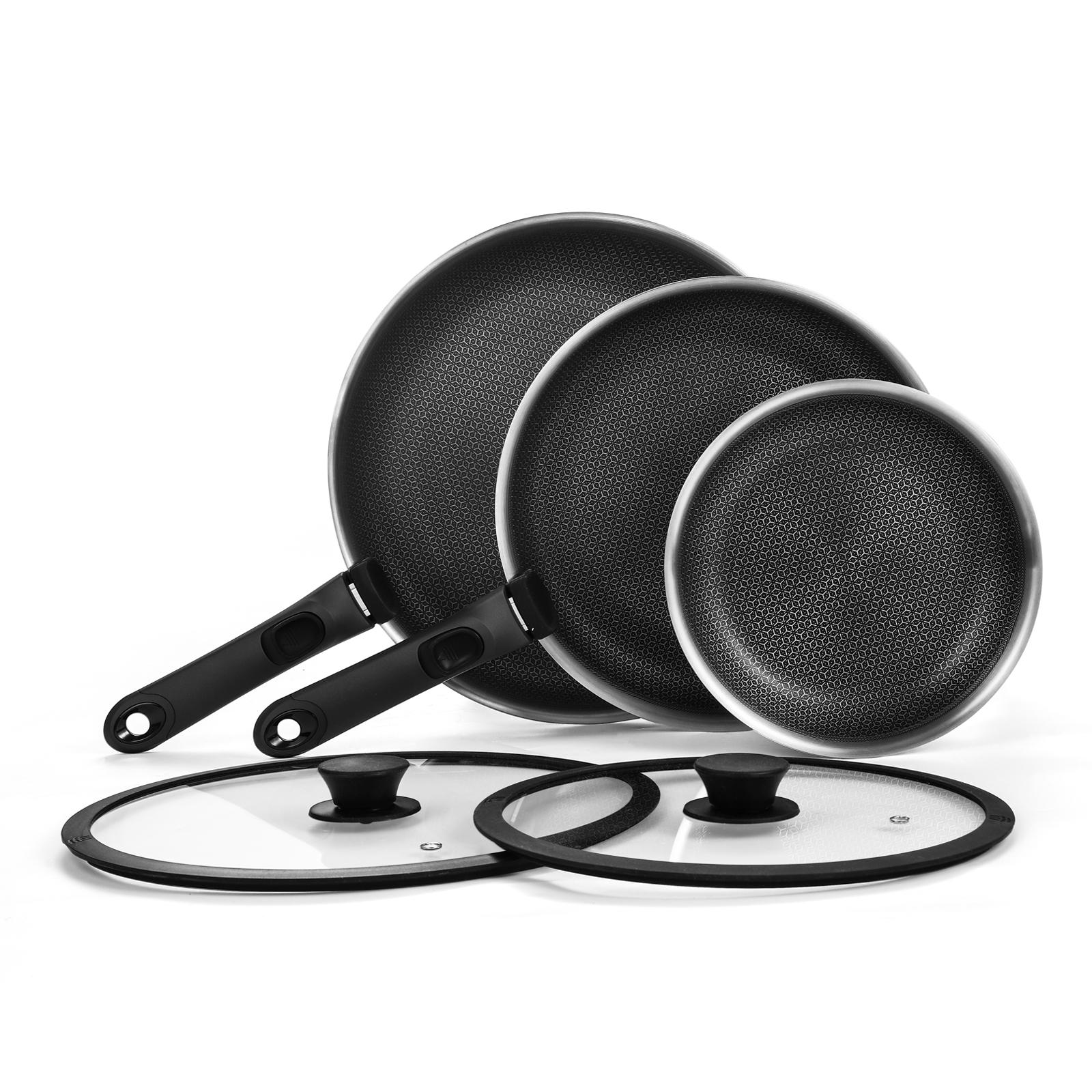 

7PCS Hybrid Nonstick Fry Pan Set, 8, 10 and 12-Inch Frying Pans with Removable Handles Induction Ready
