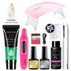 No-Wipe Extension Gel Kit with Nail Forms, Quick Soak-Off Builder Gel for Crystal Nail Extensions, Strong Flexible Clear Gel 30ml