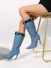 New Autumn and Winter Pointed High-heeled Short Boots Women's Thin-heeled Medium-tube Cowboy Boots Thin Boots