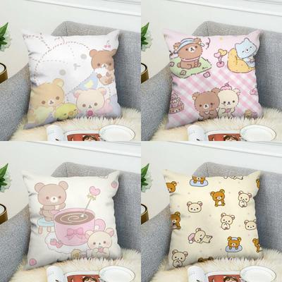 Cute RRilakkuma Pillow Case For Car Sofa Decorative Home Doublesided Print Plush Square Throw Pillow Cushion Cover