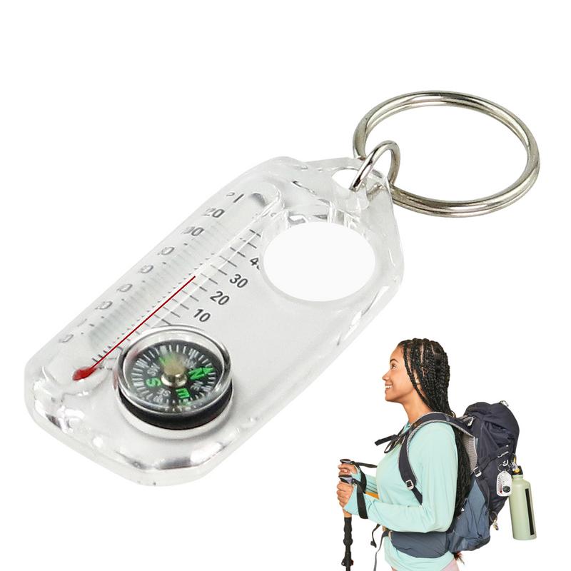 Compass And Thermometers Keychain Small Compasses Thermometers Keychain Survival Multi Tool Pocket Sized Small Gear For Hiking