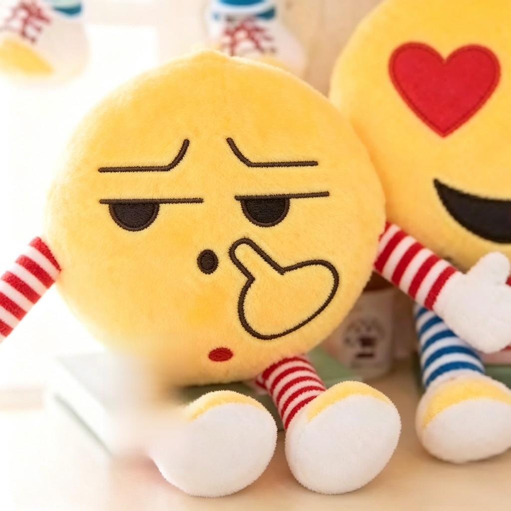 Cute Emoji Face Plush Pillow With Arms And Legs For Sofa Decor And Gift