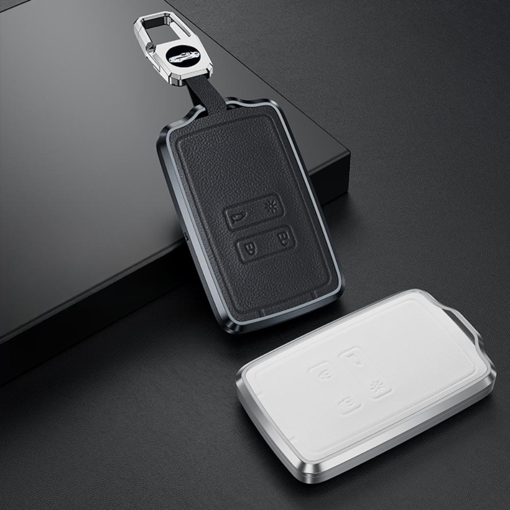 Alloy Leather Car Key Case Cover Shell For Renault Koleos Captur Megane Clio Scenic Talisman Arkana For Dacia Sandero Card Fob