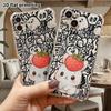 Phone Case: 2D Flat Suitable for iPhone 18 17 16 15 14 13 Pro, Transparent Four Corner Protective Case, Strawberry Little Bunny, Christmas and Hallowe