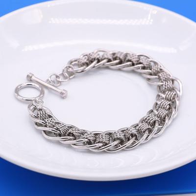 Pulseras de moda italianas para hombre, collar de cadena de eslabones cubanos de 10 mm y plata de ley 925 hecho a mano con lazo tejido