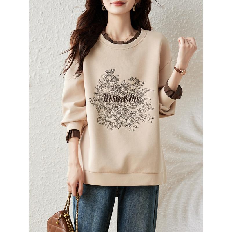 DIMANAF 2025 New Plus Size Women Hoodies Full Sleeve Loose Casual Design Basic Tops T-Shirt New Pullover