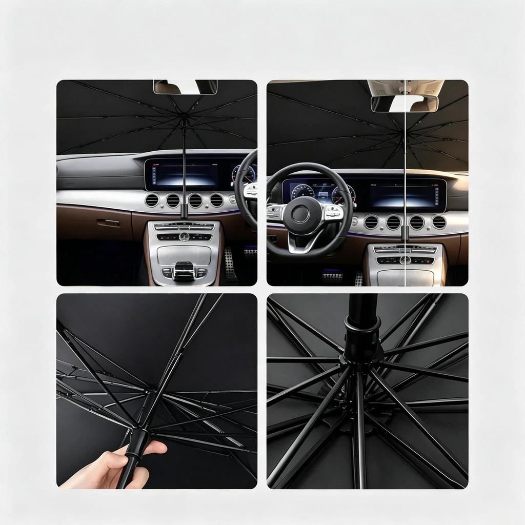 Umbrella On Automobile Windshield, Heat Insulation, Foldable Reflective Mask, Universal Accessory For Sunshade On Windshield, Front Window Sunscreen