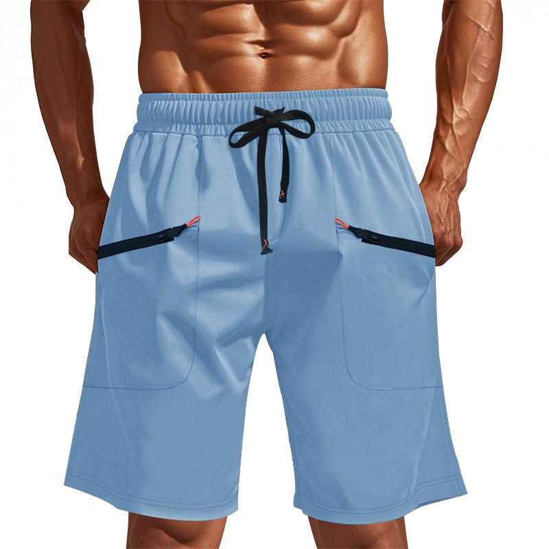 Herren Schnelltrocknende Leichte Wander-Shorts mit Reißverschlusstaschen - Feuchtigkeitstransportierende Gym Lauf-Outdoor-Sport-Shorts