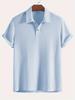 Men's Fashion Knitted Polo Shirts Short Sleeve Turn-down Collar Colid Color Simple T-shirt Top