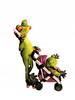 Decorative Figurine Green Frog with a Cart