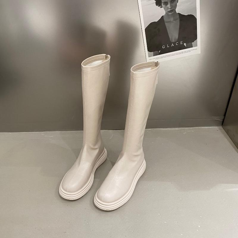 New Style Popular Fashionable Women's Rubber Boot Round Toe Shoes Sexy Thigh High Heels High Sexy Footwear Zipper Platform Boots