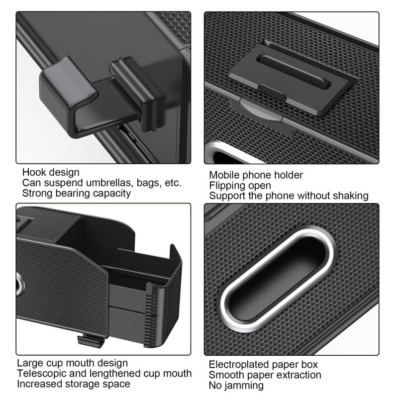 Back Seat Tissue Box Portable Automobile Headrest Storage Organizer Car Seat Back Storage Box With Hook Car Interior Accessories