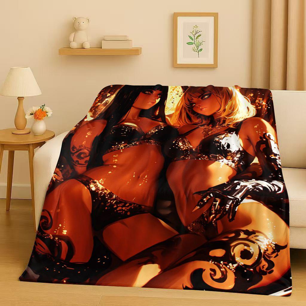26 Style Sexy Bikini Girls Cartoon Anime Characters Flannel Blanket,Soft Plush Throw for Home Bedroom Bed Sofa Cover Trave Gift