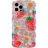Caseative for iPhone 12 Pro Case,Curly Wavy Frame Strawberry Flower Floral Print Phone Case (Strawberry)