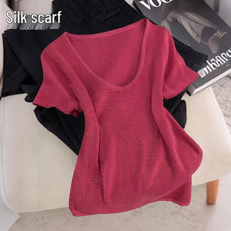 Sibaisha Women s Slim Fit V-Neck T-Shirt One Size