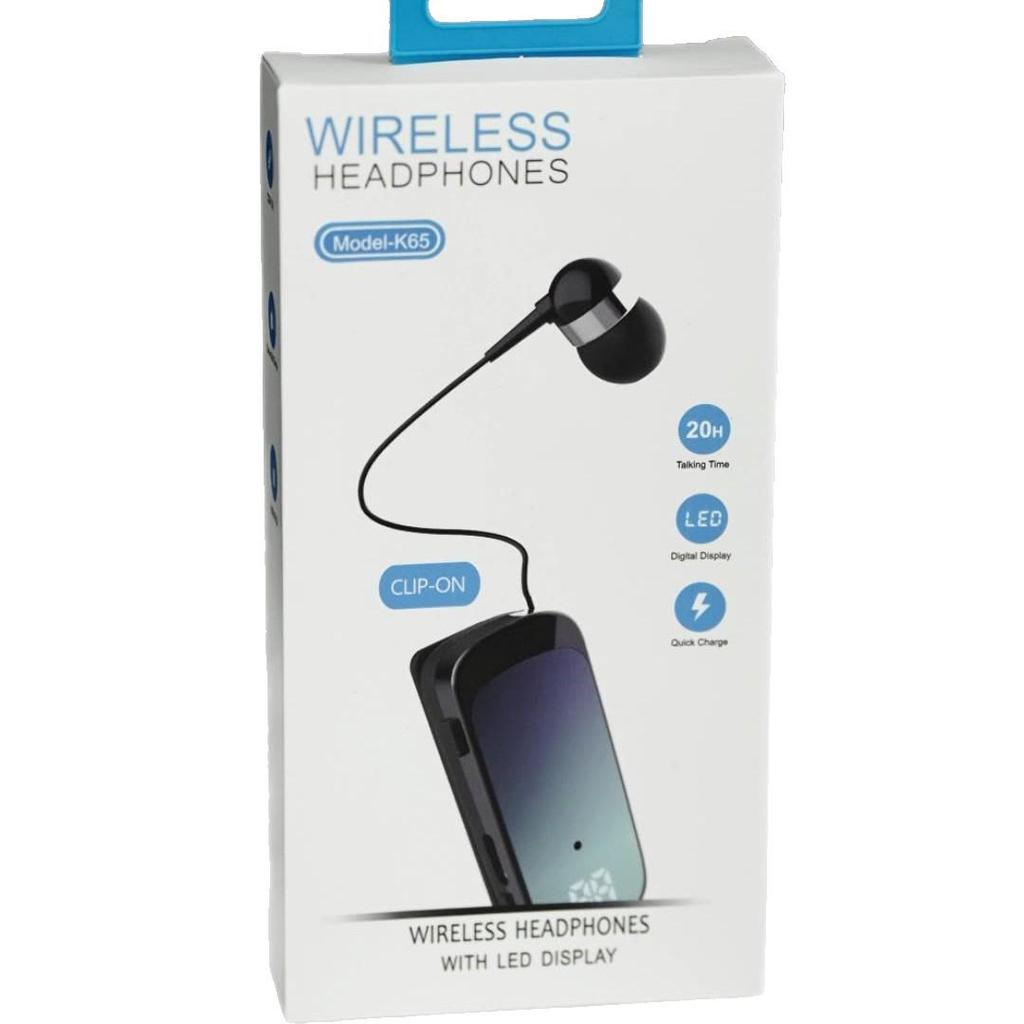 K65 Single-Ear Clip-On Bluetooth Sports Headset: Retractable, Noise-Canceling, Long Standby, Call Vibration.