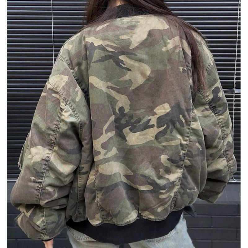 Oversized Camo Hoodie Zip-Up Sweatshirt Streetwear Loose Fit Womens Casual Pullover Jacket 2025 Winter