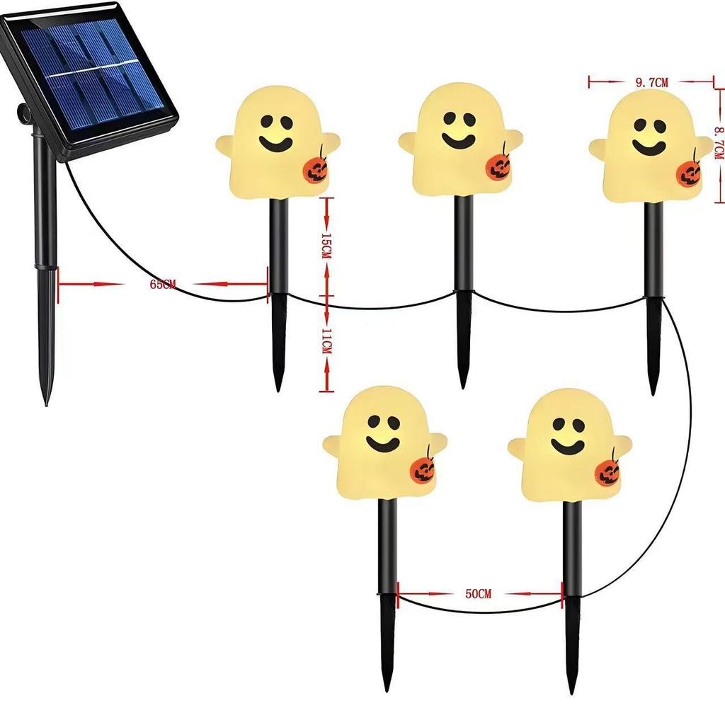 Solar-Powered Halloween Pumpkin Skeleton Ground Lights - Waterproof Outdoor Garden Decor
