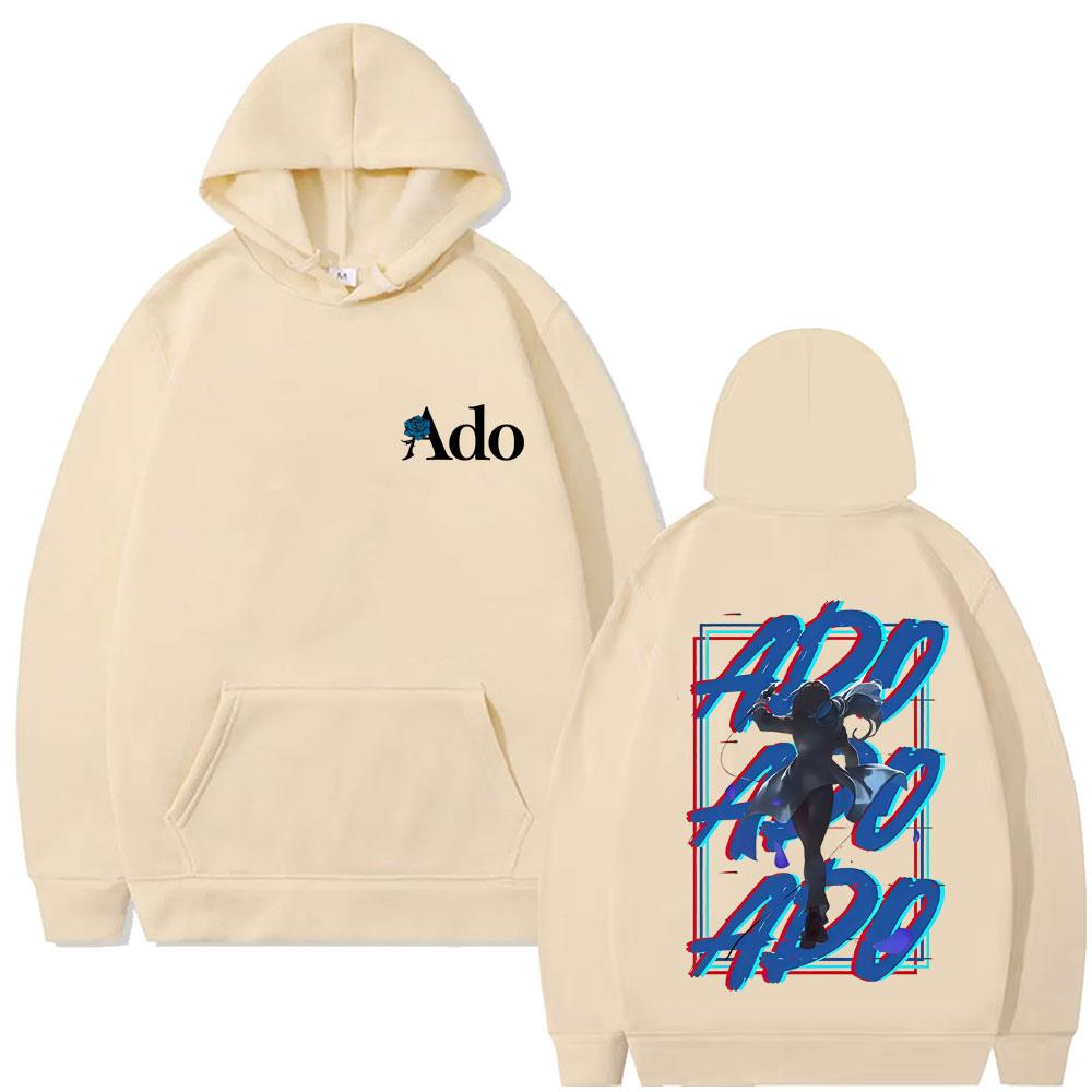 Ado Double Sided Print Hoodie Men Women Fashion Loose Oversized Streetwear Y2k Japanese Style Hoodies Male Sweatshirt