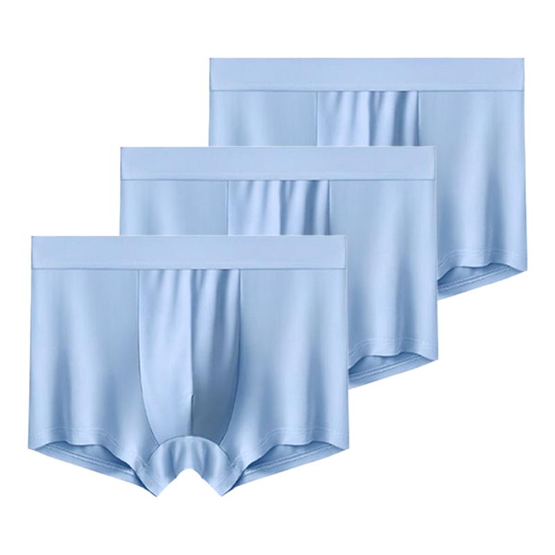 3 Pieces Men's Underwear Ice Silk Boxer Shorts Men Underpants Cool Breathable Sexy Thin Panties U Convex Lingerie L XL XXL 3XL 4XL
