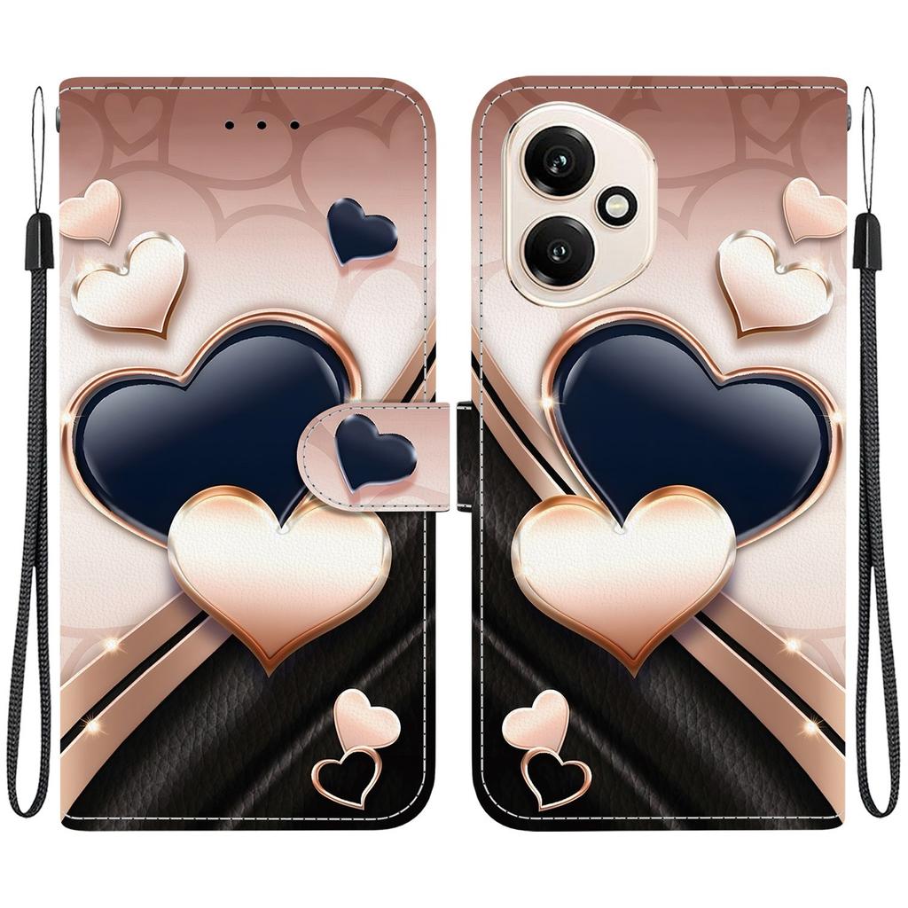 For Honor 400 5G (Global) Leather Case Stand Wallet Pattern Printing Phone Cover with Wrist Strap