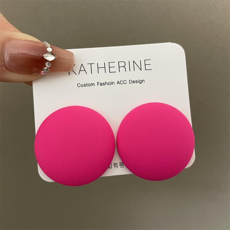 Neue runde bunte Ohrringe für Damen - Bonbonartige fluoreszierende Farbe, Übertriebene große runde Scheiben als Ohrringe.
