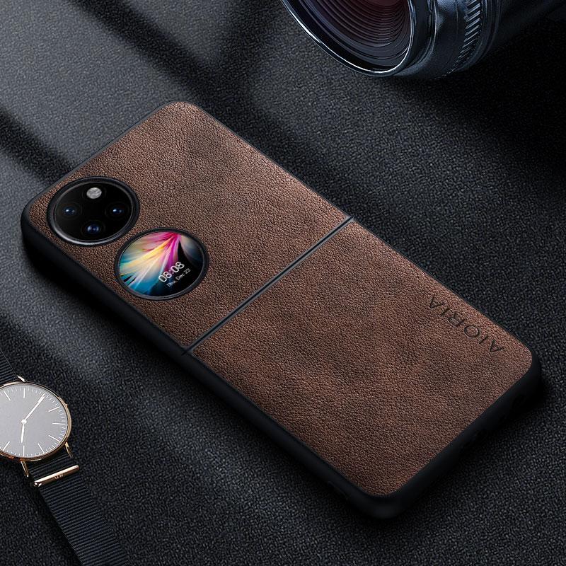 Premium Luxus Leder Handyhülle für Huawei P60 P50 Pocket 5G Retro Business Stil Einfarbige funda capa Hülle