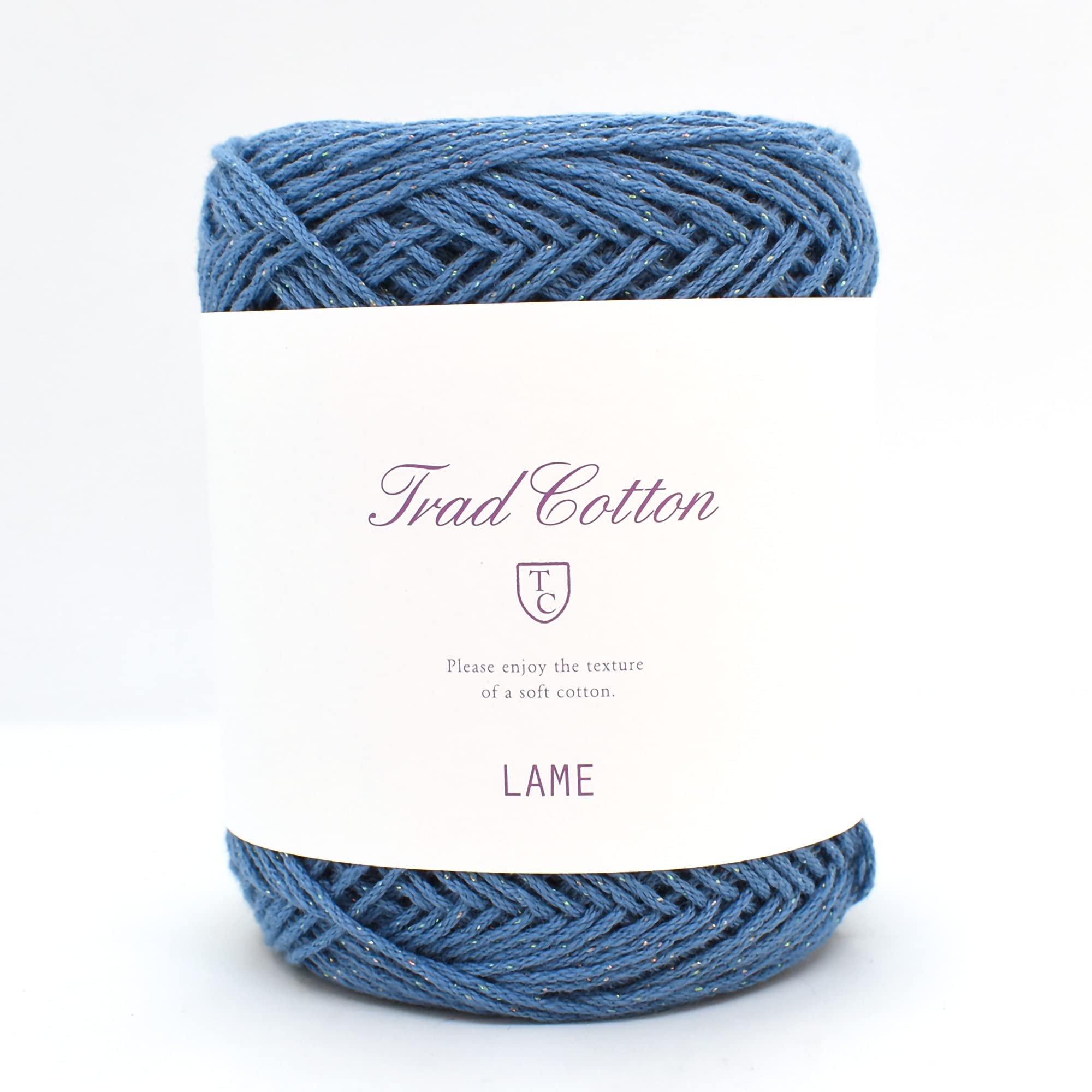 

[Set of 2 bags of 5 balls] Yokota DARUMA Traditional Cotton Lamé Cotton Yarn, Medium-Fine, Col. 7, Duck Blue, 25g, Approx. 92m, 10 balls, 3463