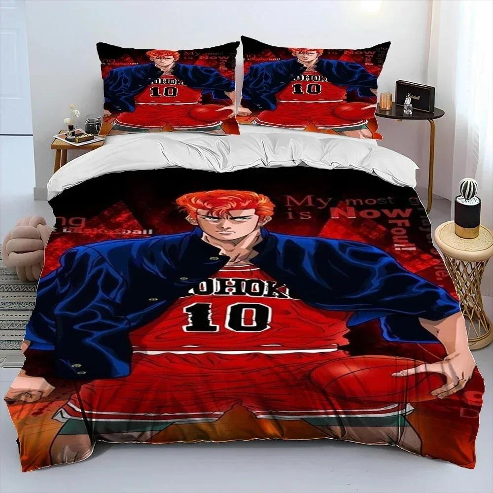 3D Print Anime Slam Dunk Bedding Set Duvet Cover Bed Set Quilt Cover Pillowcase Comforter king Queen Size Boys Adult Bedding Set