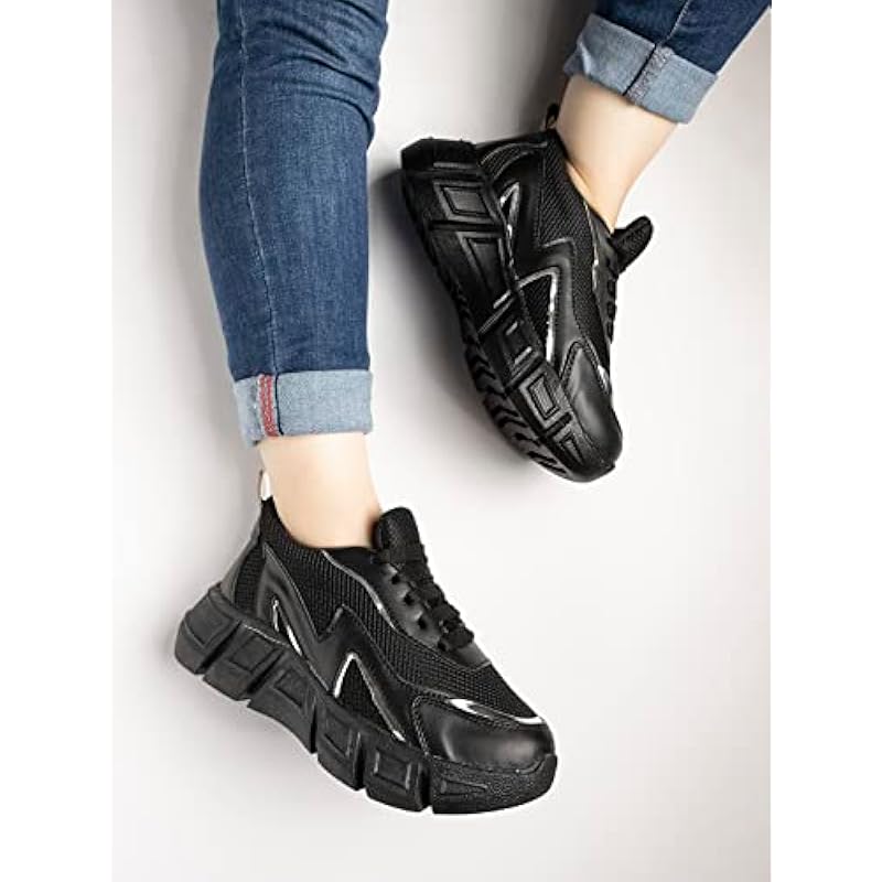 Shoetopia Women S Flat Sneakers Black (5 Uk) 5 UK чёрный