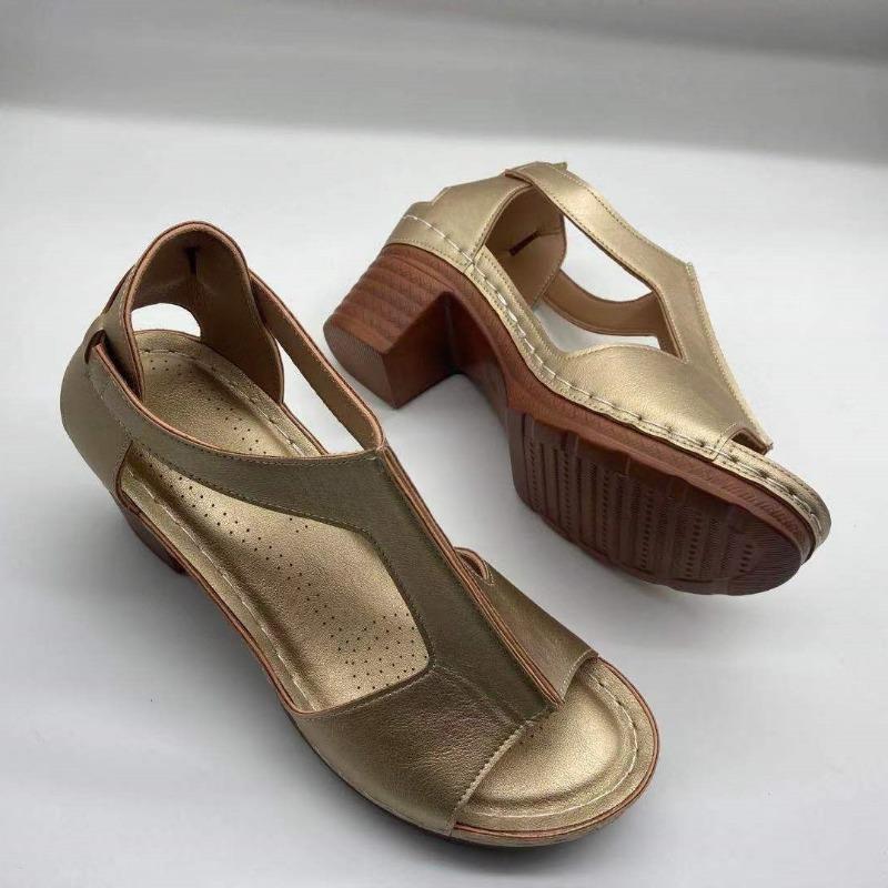 

Summer New Plus Size Peep Toe Wedge Heel Open Toe Buckle Strap Roman Style High Heel Sandals 43