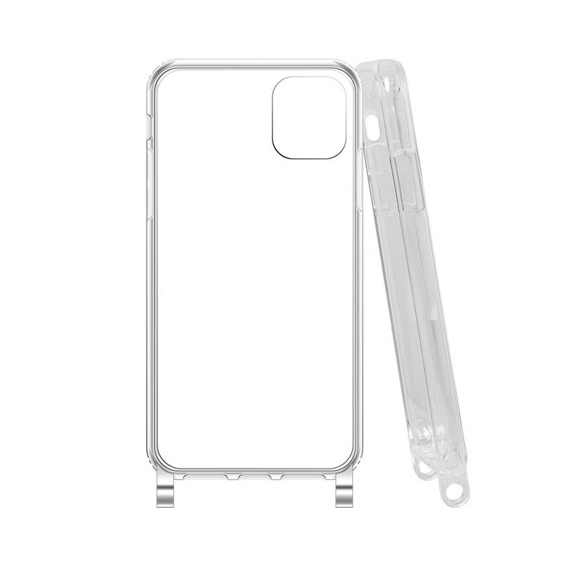 Gjennomsiktig iPhone 12 Pro Max-deksel med integrert snor for crossbody for iPhone 11, 13 Mini. Kompatibel med Apple 14.