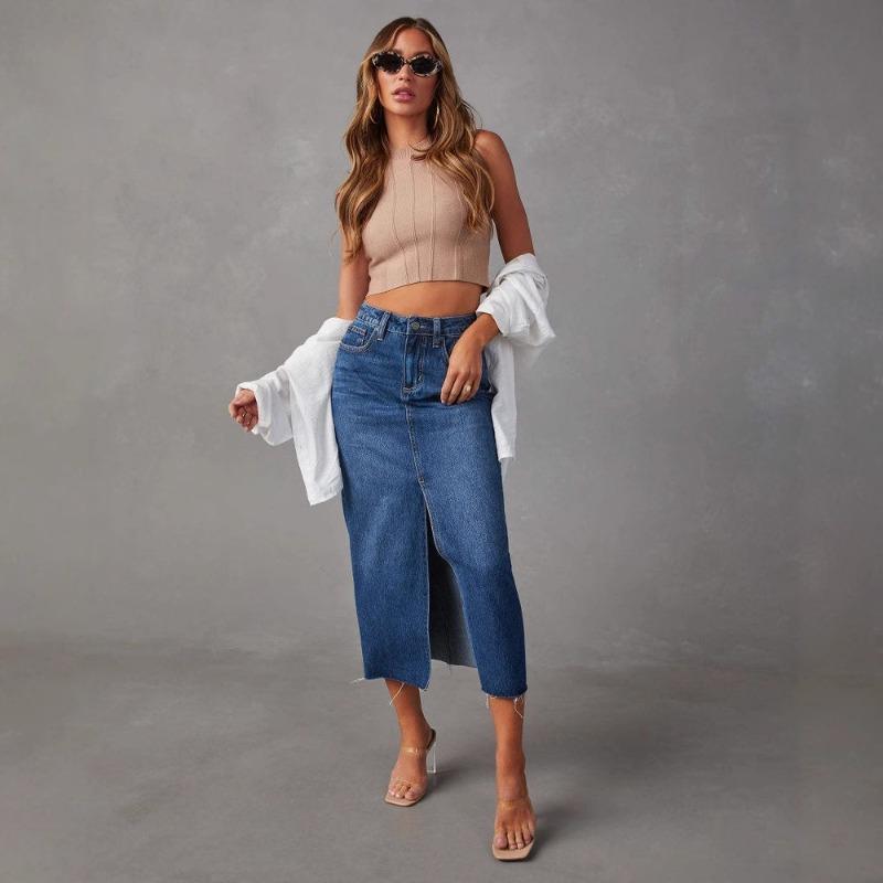 VEZFAA Kadın Düz Renk Baskılı Günlük Yazlık İlkbaharlık Etekler