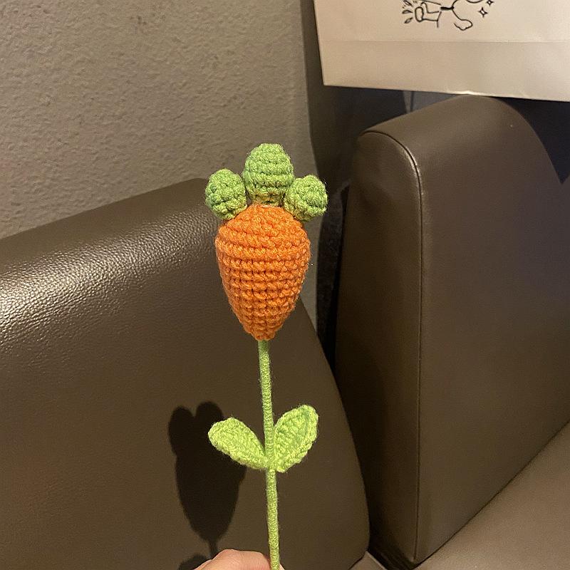 New Rabbit Crochet Flowers Hand-knitted Artificial Flowers Bouquet Homemade DIY Flower Valentine's Day Gift Home Wedding Decor