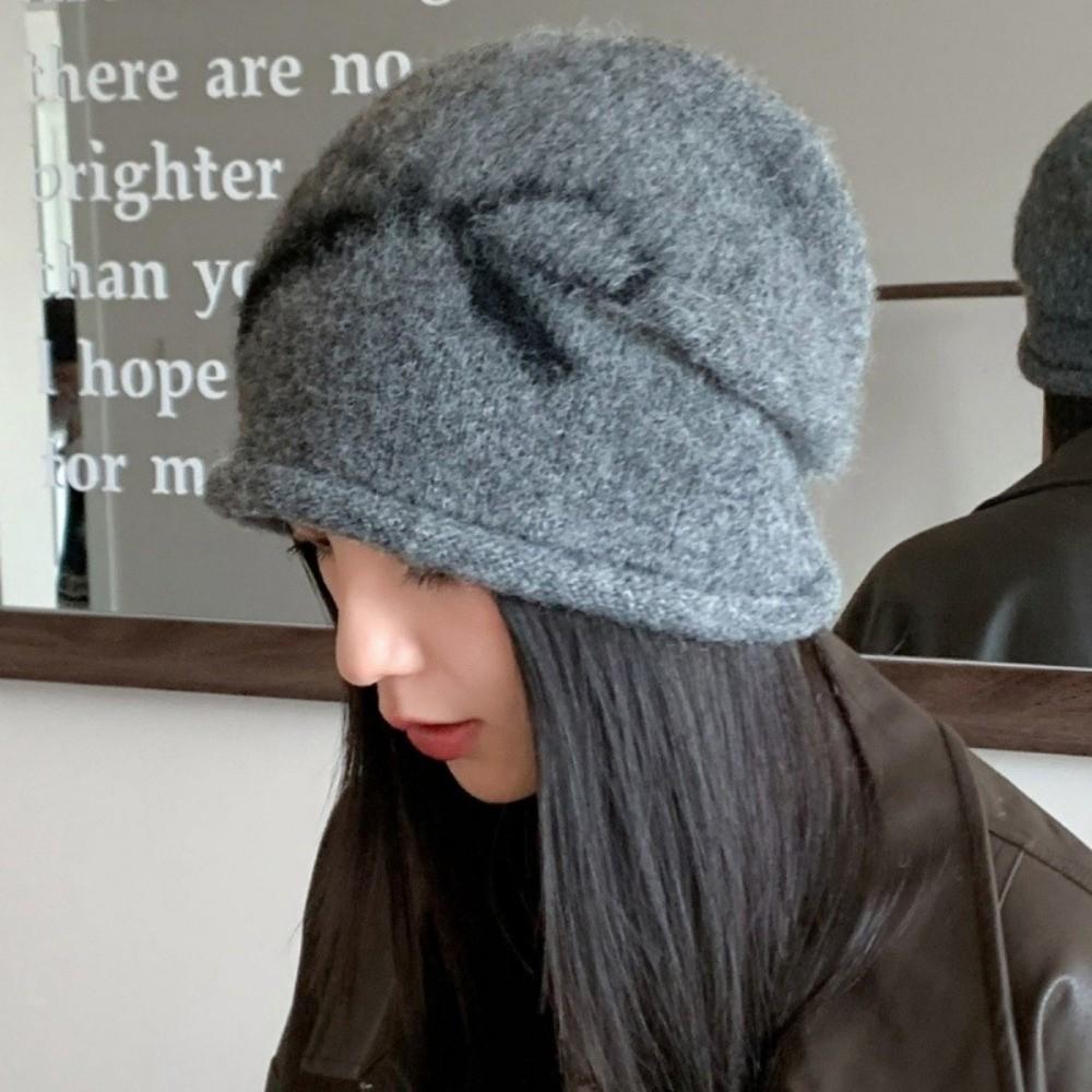 Jacquard Knitted Earflap Hat Oversized Skull Cap Casual Beanie Cap For Women