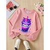European sizes Crewneck Sweatshirt for Kids Featuring a Galaxy Cat with a Bubble Drink Design, Soft And Comfy Sports And Casual Wear