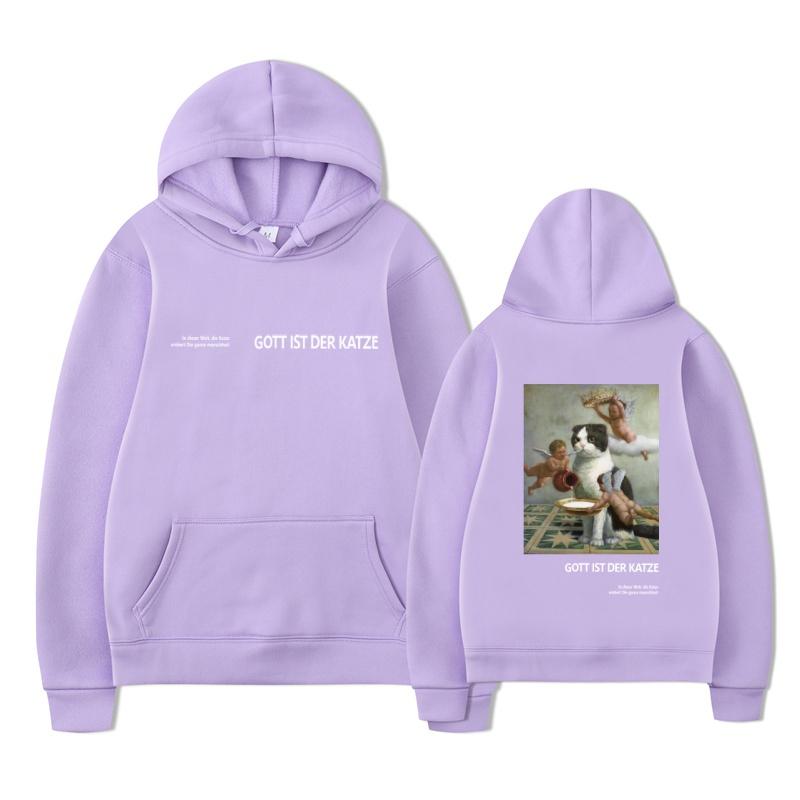 Modischer neuer Little Angel und Katze bedruckter Hoodie Herren-Hoodie Ästhetische Streetwear Frühling und Herbst Harajuku Herren-Hoodie