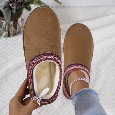 Winter 2025 New Cashmere Warm Thick Sole Heelless Covered Half Mop Cashmere Warm Snow Boots Slipper Cotton Shoes