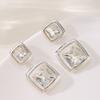 Geometric Glass Crystal Stud Earrings Women Minimalist Chic Statement Jewelry Silver-Plated Copper Post 2025 Fashion