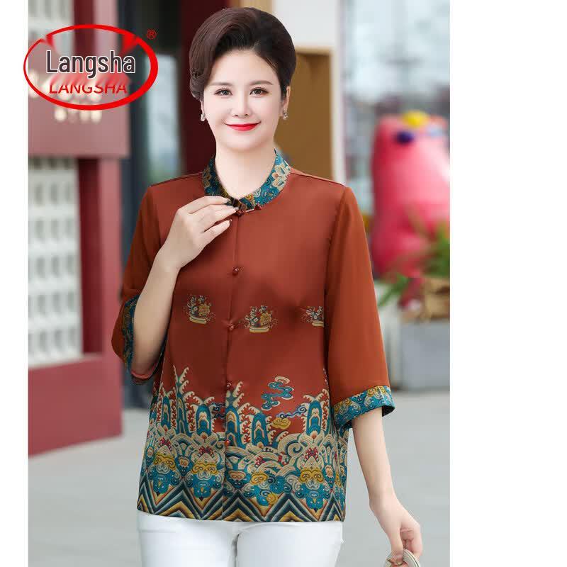 Langsha Women s Plus Size Summer 3/4 Sleeve Shirt Cardigan 7XL