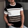 Heren Gestreept Poloshirt met Korte Mouwen, Casual Top met Ronde Hals voor Dagelijks Gebruik