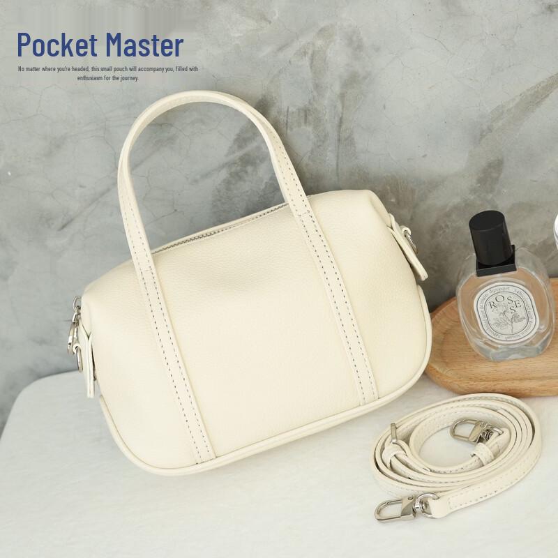 Douxiaozhu New Women's Premium Genuine Leather Boston Pillow Bag