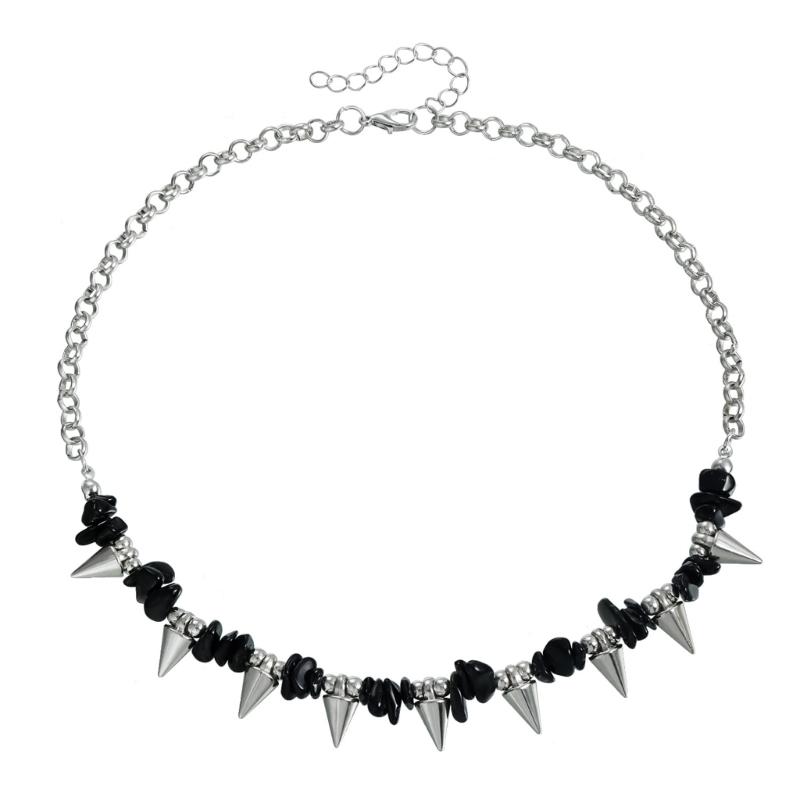 

Adjustable Spliced Gothic Punk Chokers Chain Necklace Adornment For Edgy Streetwear And Alternative Outfits 1
