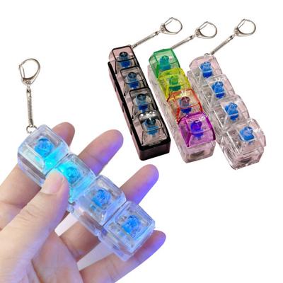 Duidelijk 4-Toetsen Fidget Toetsenbord LED Verlichting Angstverlichting Vinger Klikker Sleutelhanger Kantoor School Reizen Focus Decompressie Knop Sensorisch Speelgoed