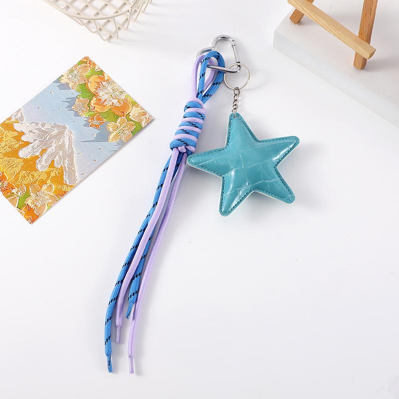 Pendentif Porte-clés Étoile Élégant avec Cordon en Cuir Tressé - Charme de Sac Style Ins & Dragonne de Téléphone.