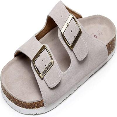 Guoluofei Cork Sandals Men With Arch Support Comfortable Summer Beach Slipper For Women Girls Ladies Leather Slide Shoes