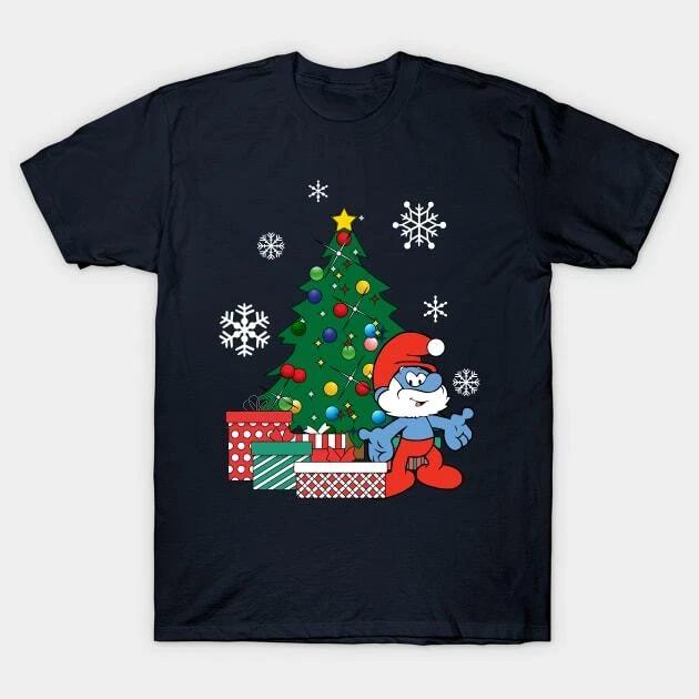 Papa Smurf Around The Christmas Tree Made in Australia T-Shirt 4XL