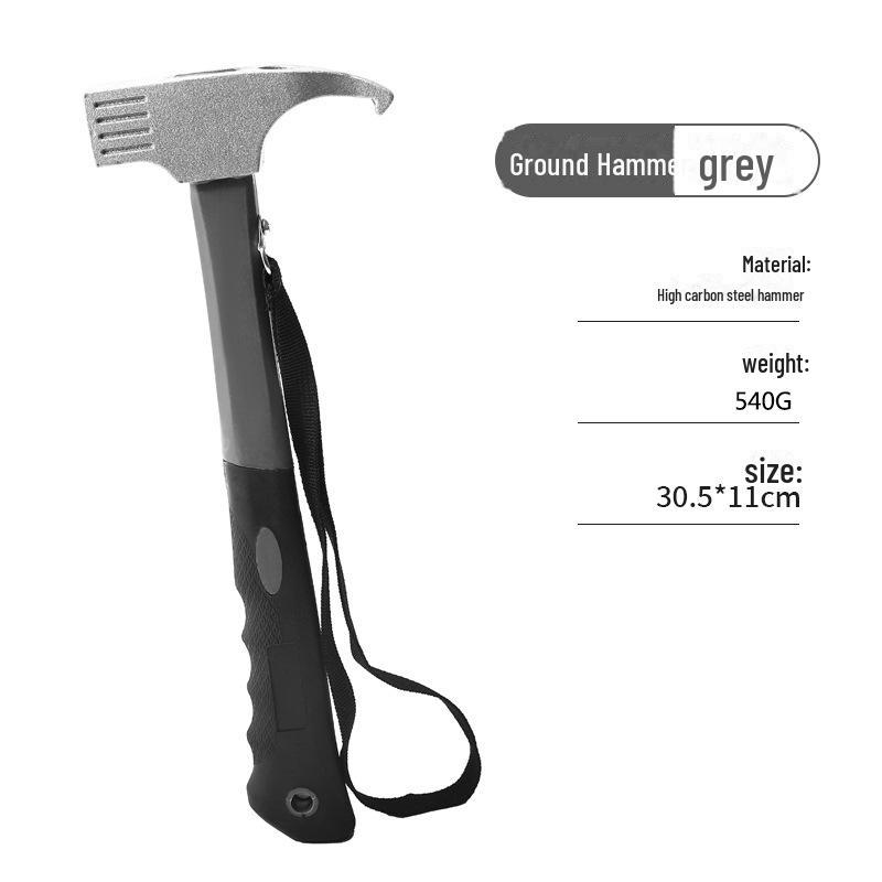 Multi-Function Camping Hammer: Outdoor Tent Peg, Canopy Nail Puller, High-Carbon Steel, Dual-Purpose